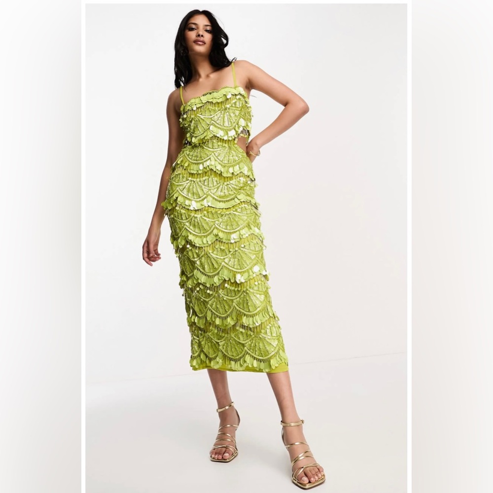 ASOS | Sequin Embellished Cutout Midi Cocktail Dress | Size 12